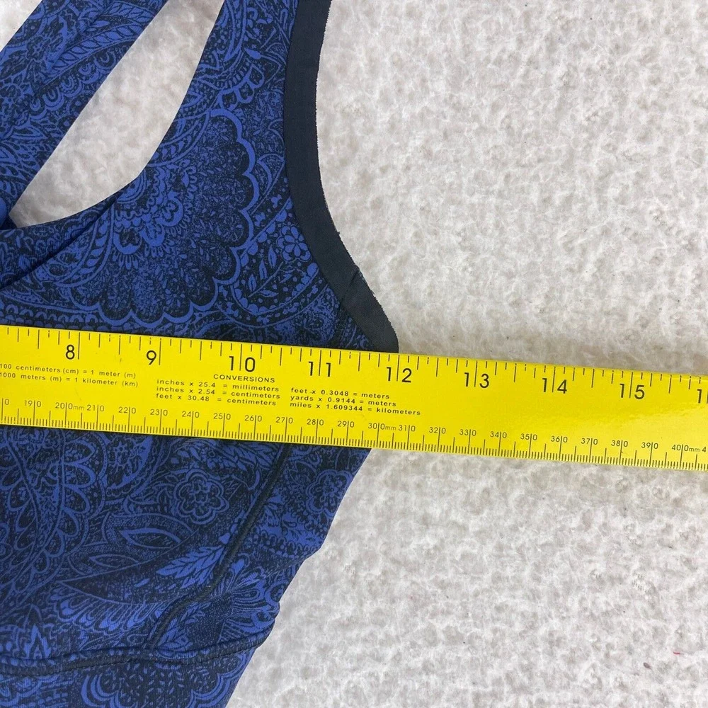 Lululemon Blue Paisley Fast Time Sports Bra Womens Athletic Yoga Active Size 4‎